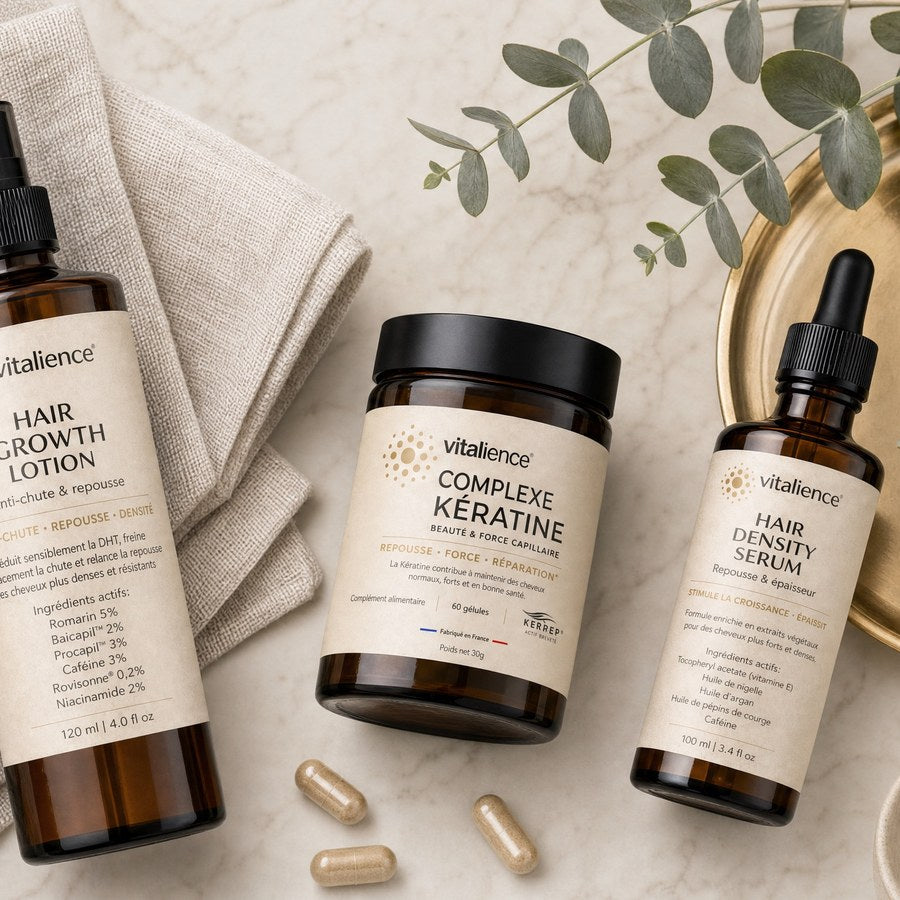 Routine capillaire Vitalience : serum, lotion et complexe keratine