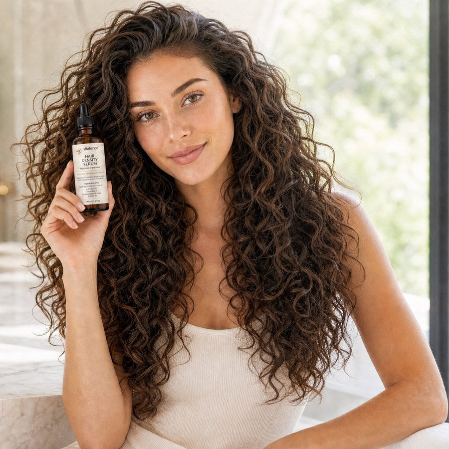 Cheveux denses et brillants avec la routine Vitalience